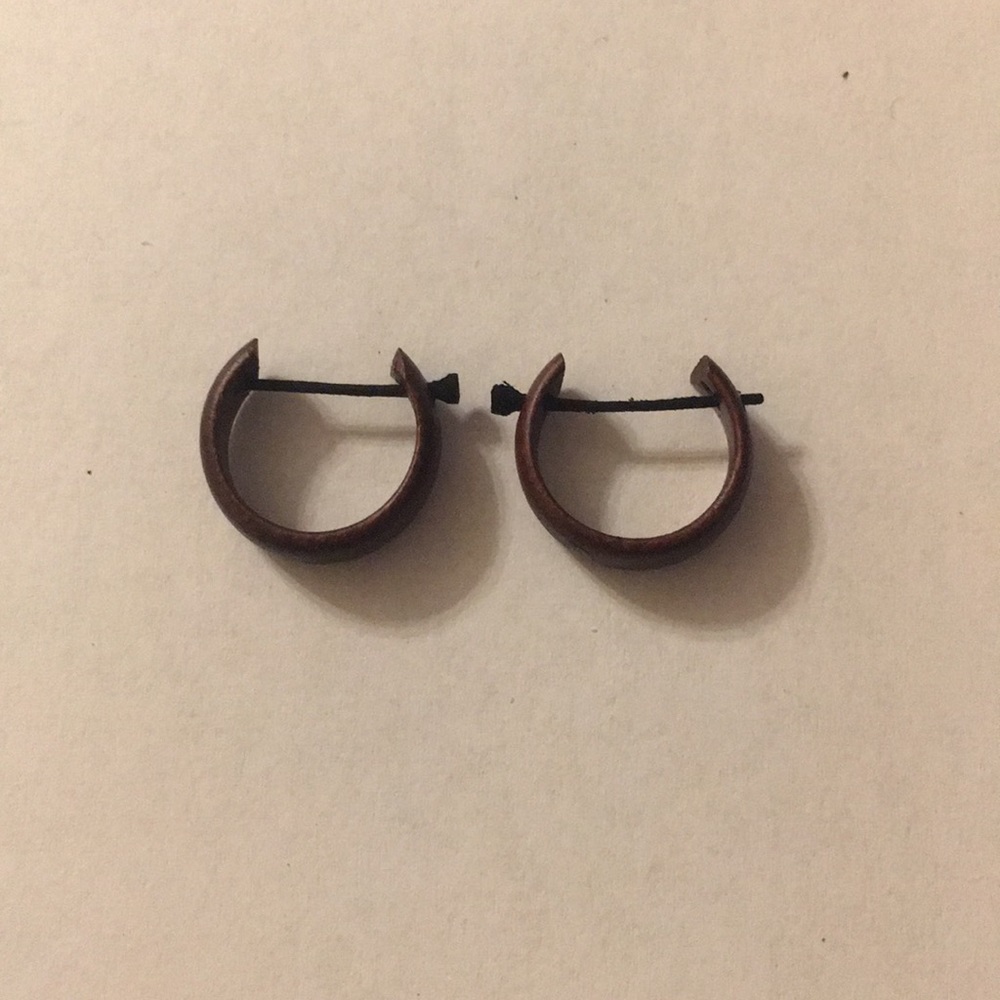 Pack of 10 Small Wooden Hoop Earrings